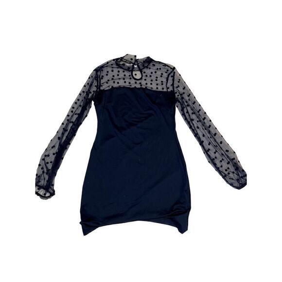Women's Blue SHEIN Prive Swiss Dot Keyhole Dress - Picture 1 of 3